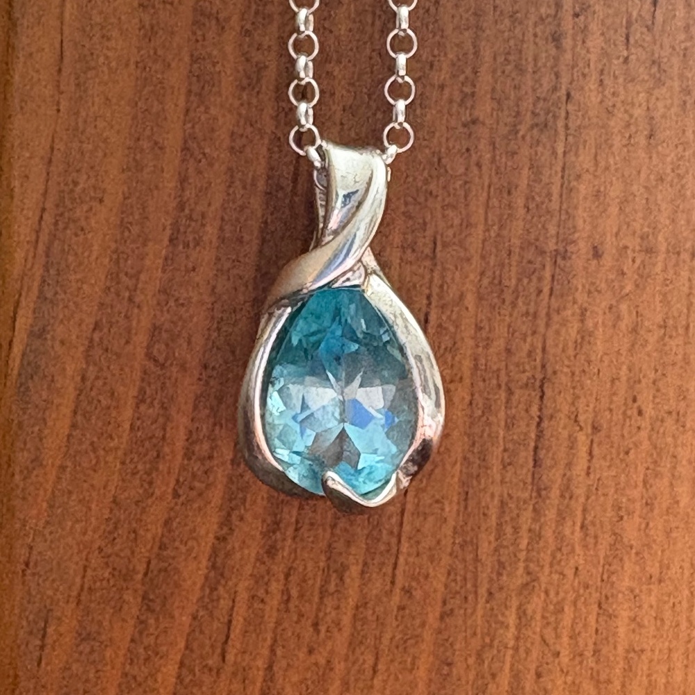 Blue Topaz Gemstone/Sterling Silver Necklace